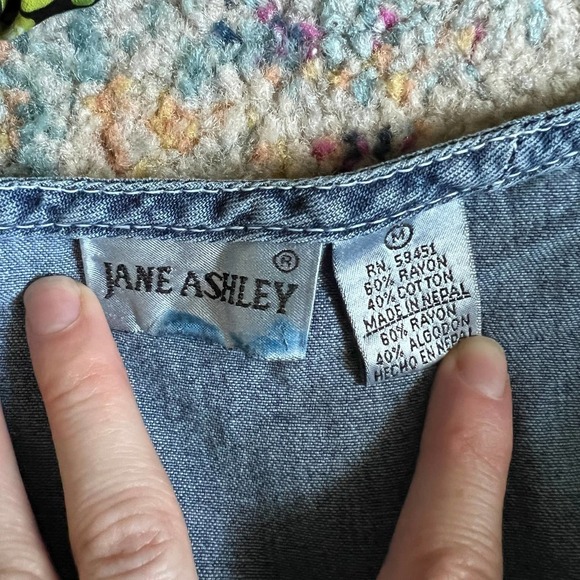 Vintage 1990s Denim + Yellow Floral Flowy Button Up Maxi Dress - Picture 6 of 6